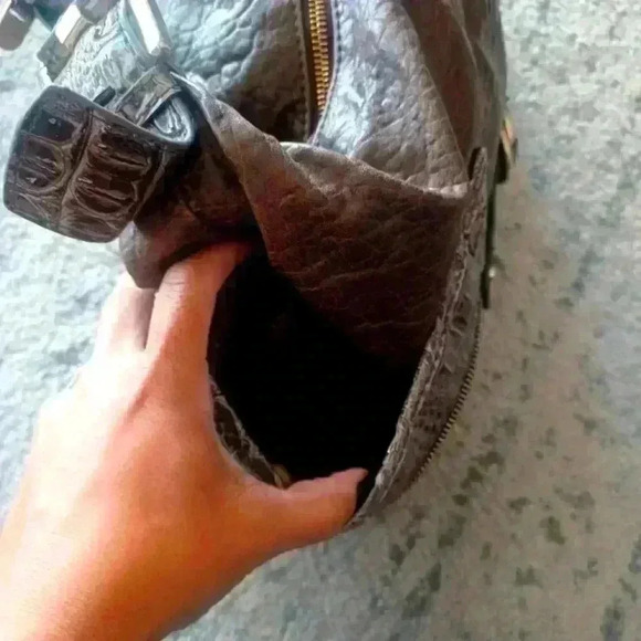 Jessica Simpson Brown Faux Leather and Croc Large Shoulder Bag - Picture 7 of 16